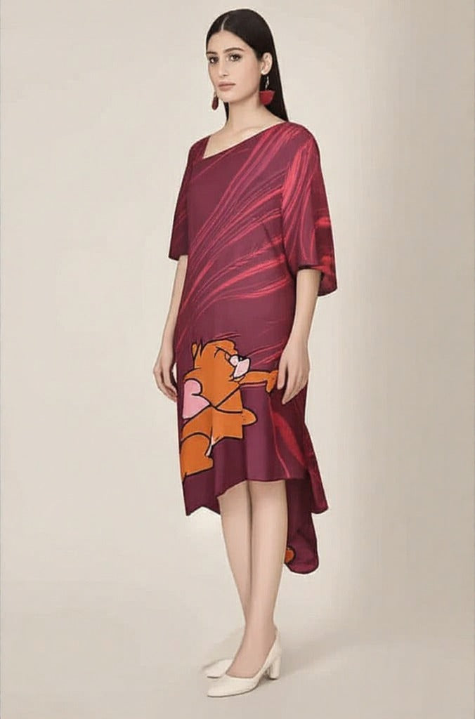 Swirl and Squeak Satin Print Dress
