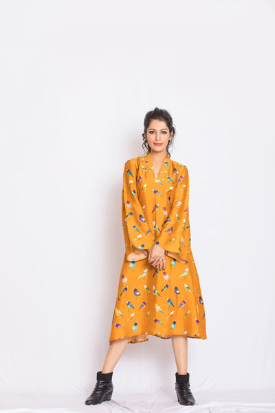 Vina Satin Print Dress
