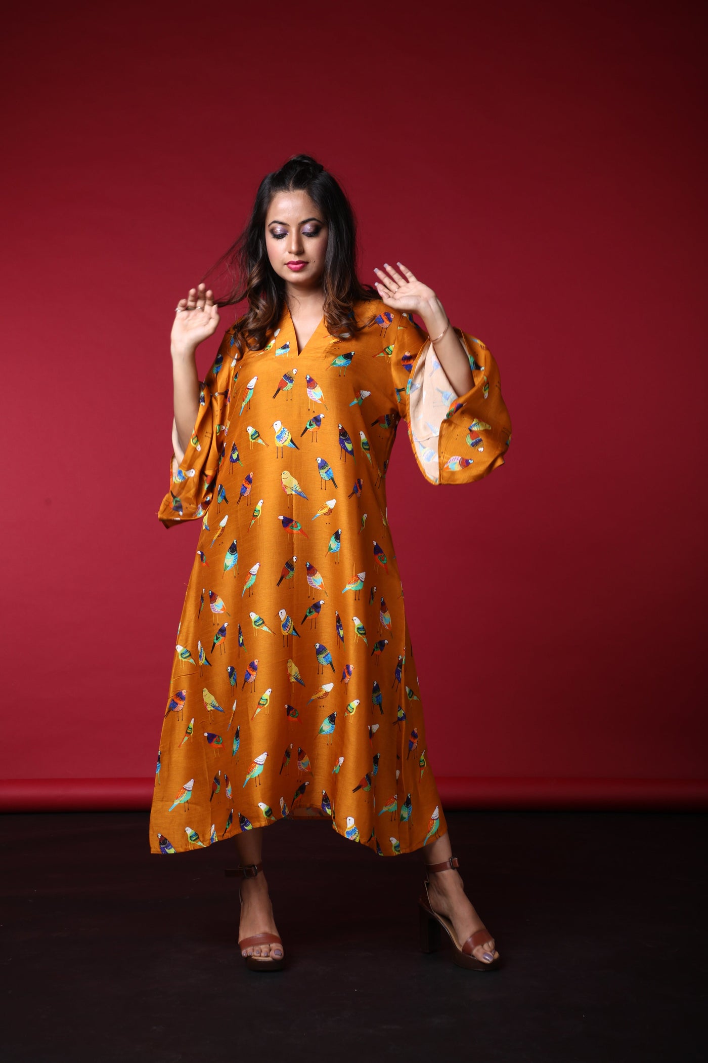 Vina Satin Print Dress