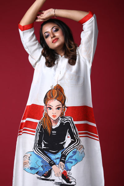 Raima Satin Print Dress