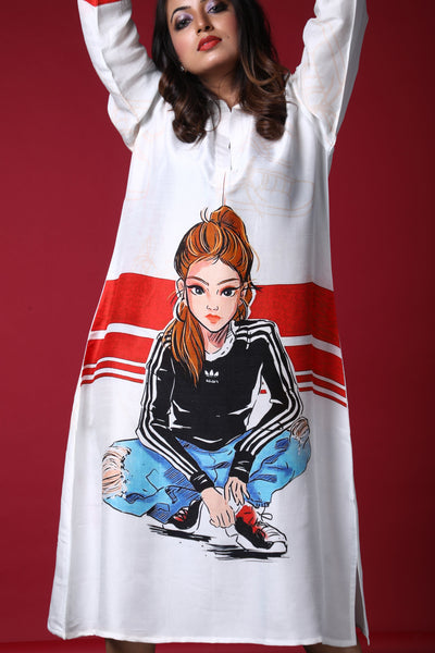 Raima Satin Print Dress