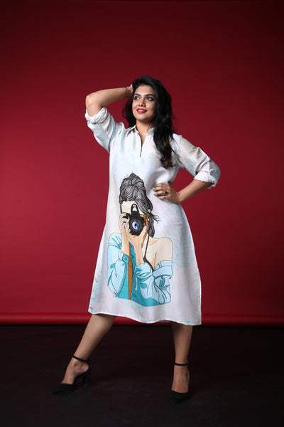 Pavi Satin Print Dress