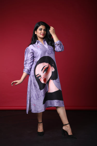 Laila Satin Print Dress