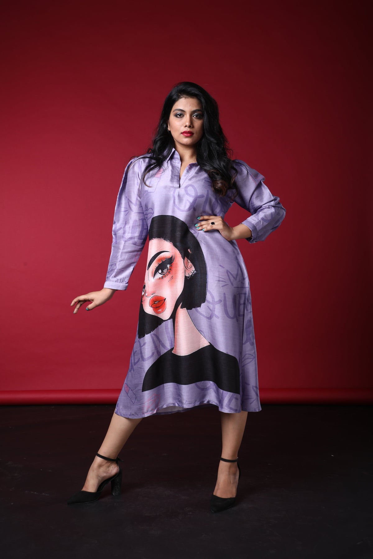 Laila Satin Print Dress
