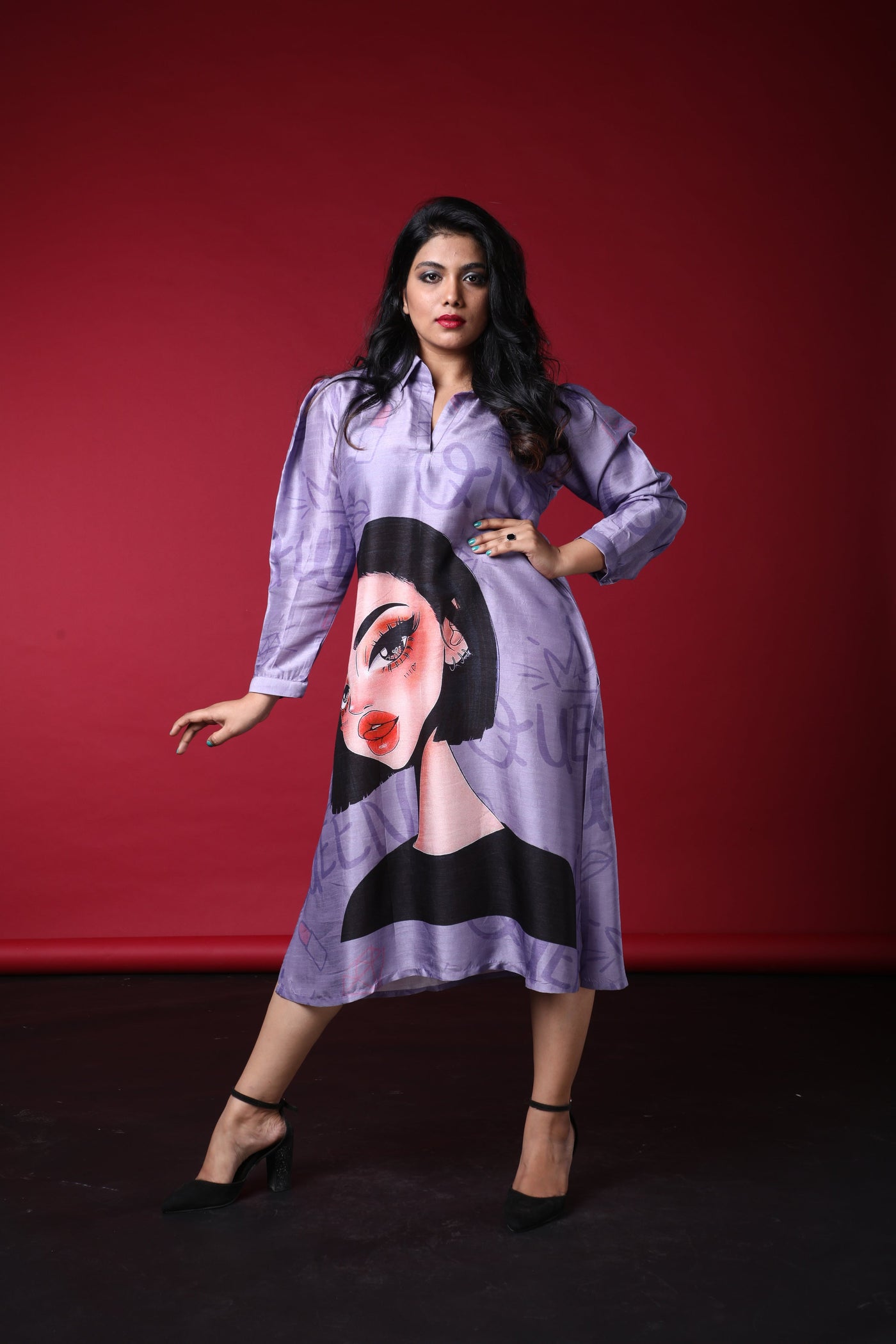 Laila Satin Print Dress