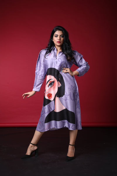 Laila Satin Print Dress