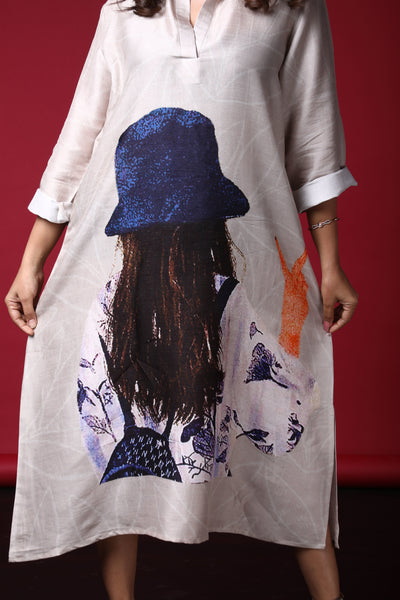 Nira Satin Print Dress