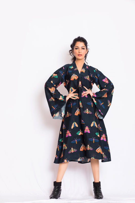 Utsa Satin Print Dress