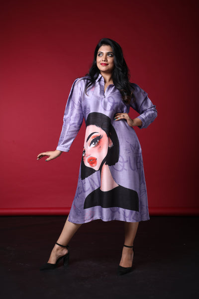 Laila Satin Print Dress