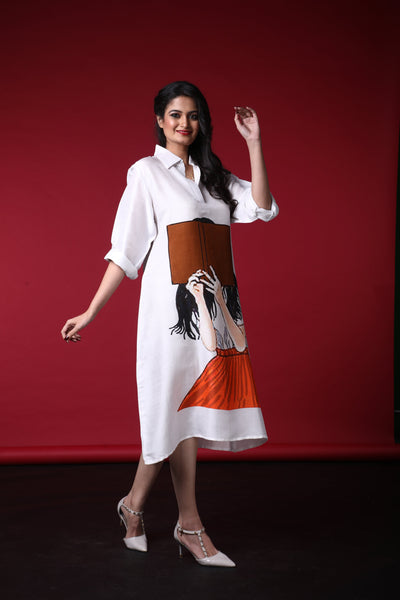 Saee Satin Print Dress