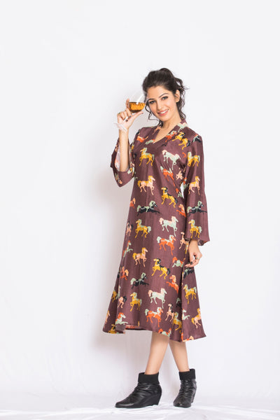 Savara Satin Print Dress