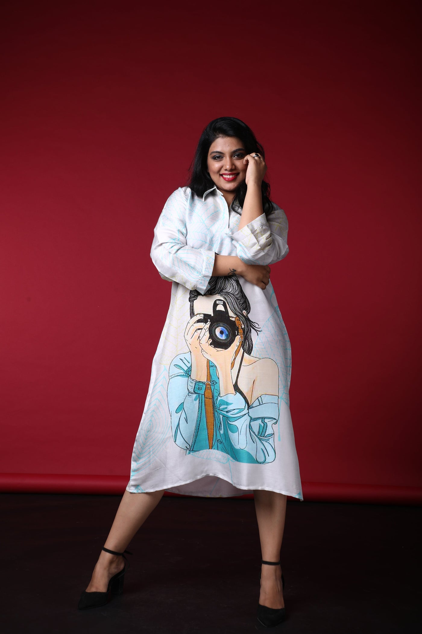 Pavi Satin Print Dress