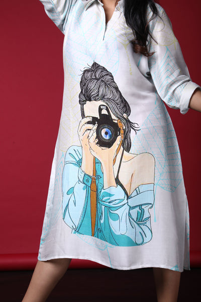 Pavi Satin Print Dress