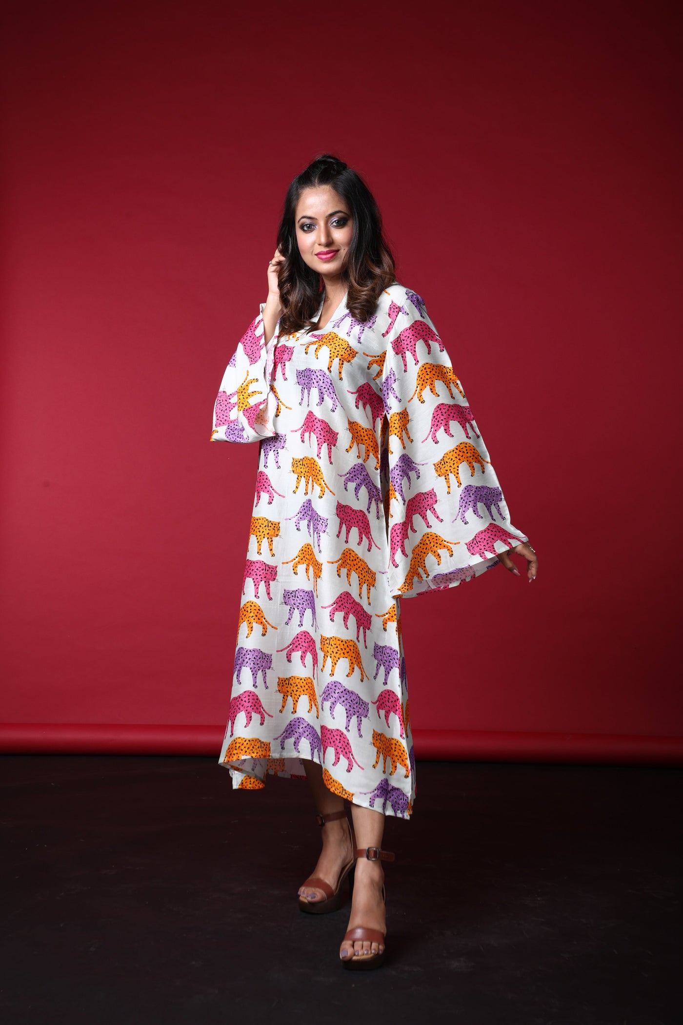 Triya Satin Print Dress