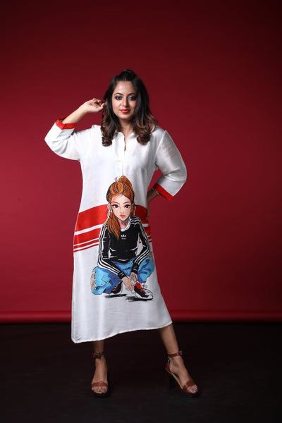 Raima Satin Print Dress