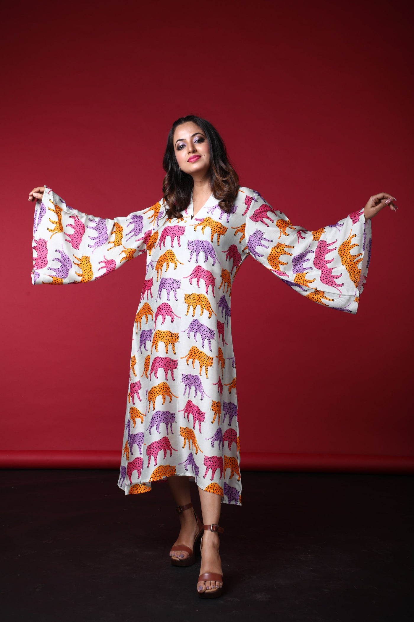 Triya Satin Print Dress