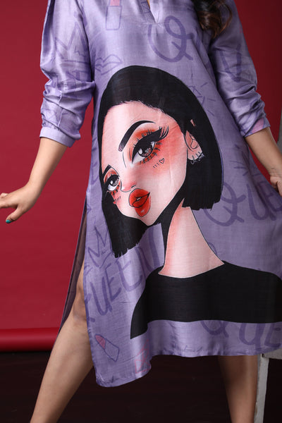 Laila Satin Print Dress