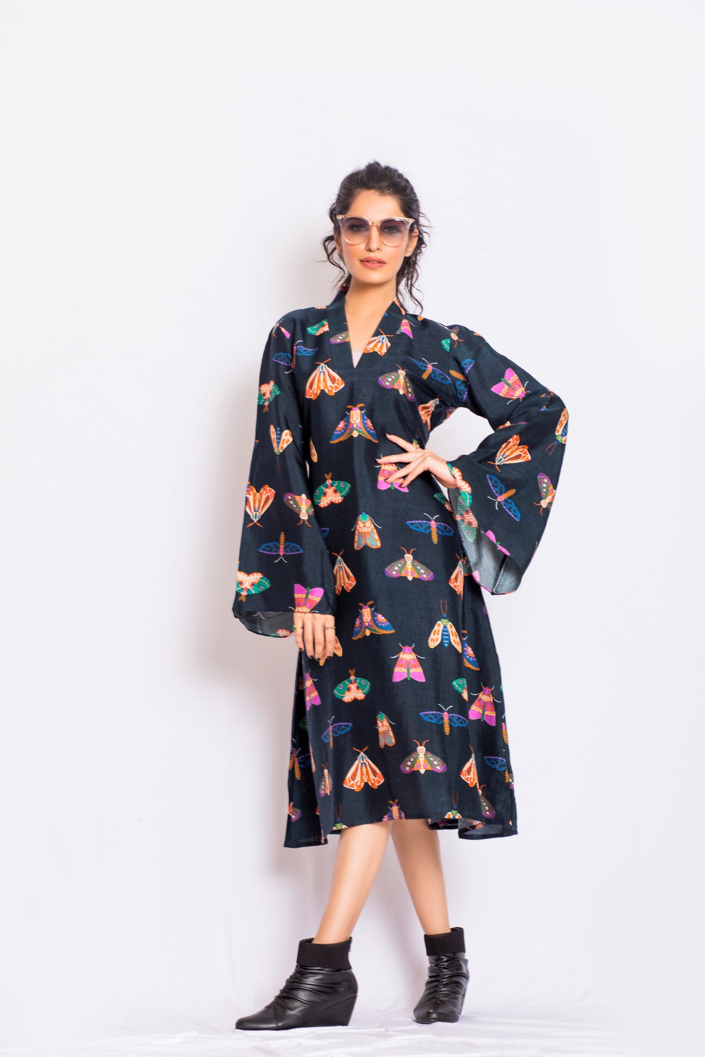 Utsa Satin Print Dress