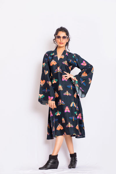 Utsa Satin Print Dress