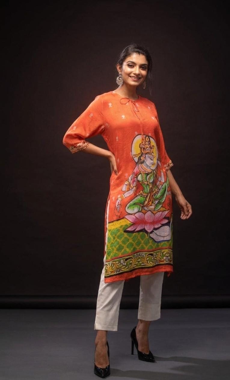 Goddess Saraswati Spun Print Tunic