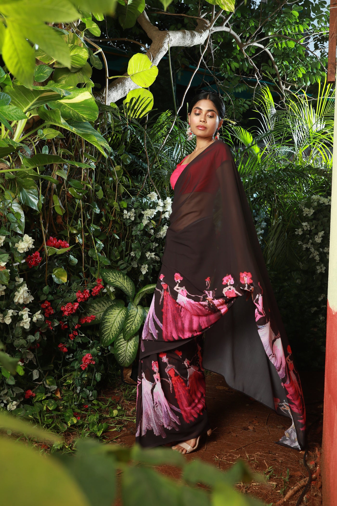 Glam Girls Georgette Print Saree