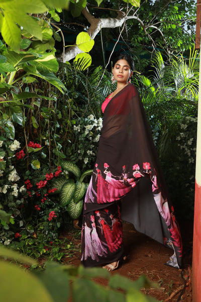 Glam Girls Georgette Print Saree