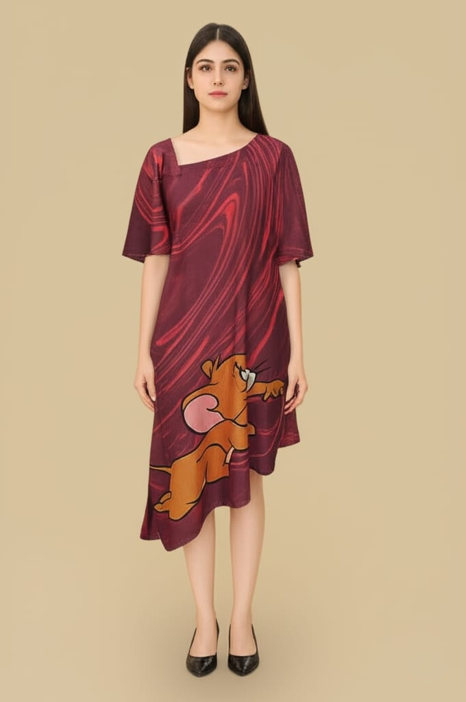 Swirl and Squeak Satin Print Dress